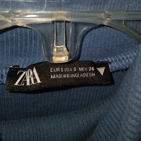 ZARA Ribbed Sleeveless Turtleneck Bodycon Midi Dress Blue Size Small - Picture 3 of 4